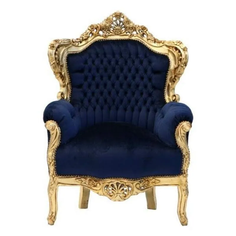 Bestseller Casa Padrino baroque armchair King Royal blue / gold 85 x 85 x H. 120 cm
