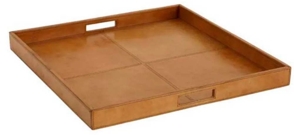 Casa di lusso in pelle di bufalo Padrino vassoio marrone 51 x 51 x H. 5 cm - Gastronomia Accessori Preisreduziert