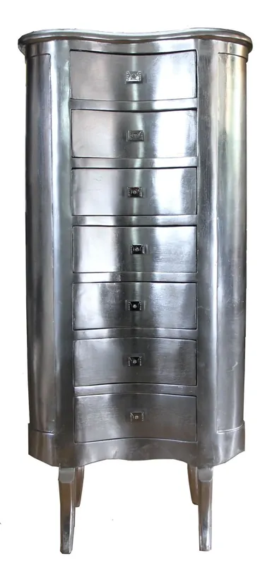 Cassettiera barocca Casa Padrino argento con 7 cassetti ovali - stile antico - mobili barocco Nur Für Kurze Zeit