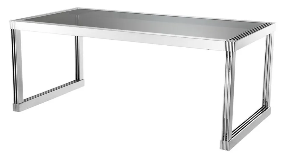Tavolo da pranzo di lusso di Casa Padrino in argento con vetro di fumo 195 x 100 x H. 78 cm - qualità di lusso Direkt Vom Hersteller