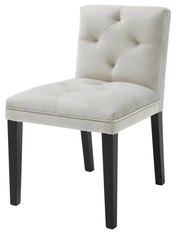 Preisknaller Casa Padrino sedia da pranzo di lusso in grigio chiaro con gambe nere 50 x 59 x H. 79 cm - mobili da pranzo
