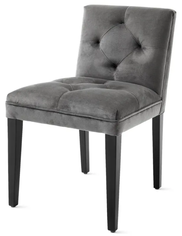 Mega-Angebot Casa Padrino sedia da pranzo di lusso in grigio scuro con gambe nere 50 x 59 x H. 79 cm - mobili da pranzo