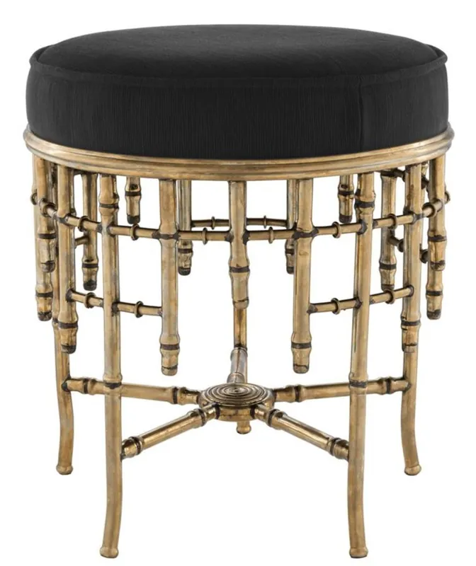 Casa Padrino design sgabello vintage ottone / nero 45,5 x H. 50 cm - mobili di lusso Top-Seller