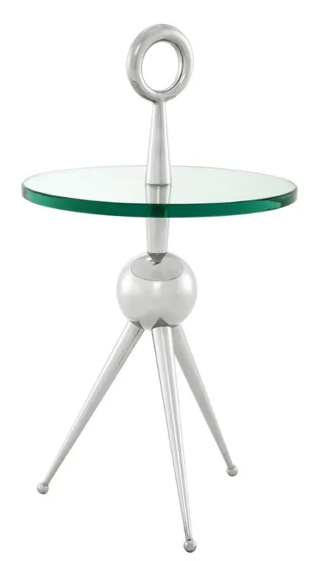 Casa Padrino tavolino da salotto in argento con piano in vetro 40 x H. 72 cm - Tavolo da albergo di lusso Schnäppchen