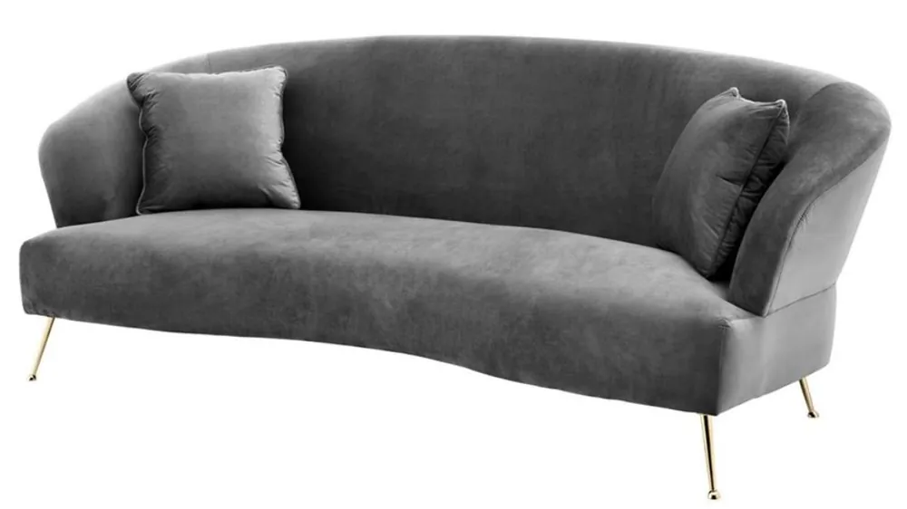 Casa Padrino Sofà Grigio / Ottone 230 x 100 x H. 87 cm - Divano di Lusso Online Kaufen