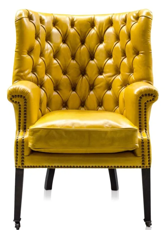 Casa Padrino sedia in pelle di lusso giallo / nero 84 x 85 x H. 112 cm - Mobili di Lusso Angebot