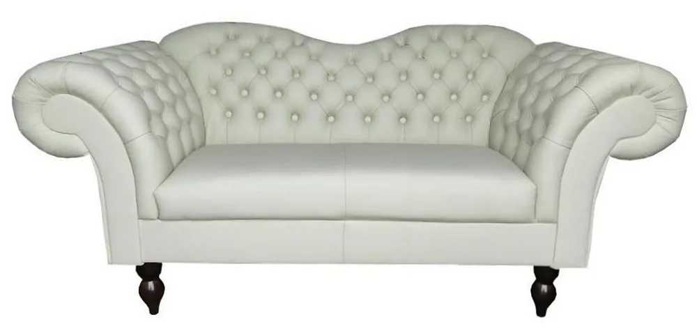 Top-Preis Casa Padrino Chesterfield Divano 2 posti Venezia - Cuoio genuino Bianco