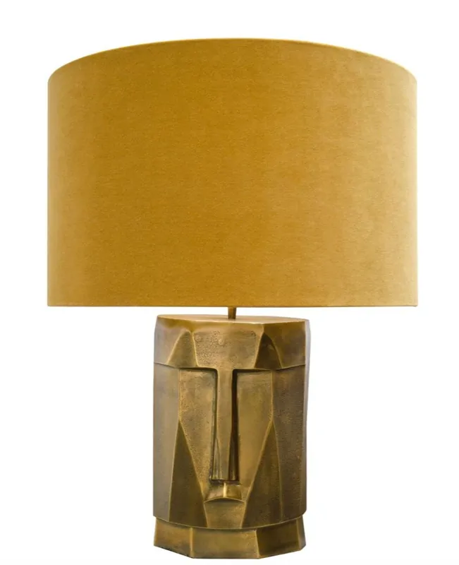 Casa Padrino lampada da tavolo di lusso in ottone antico con paralume color ocra 60,5 x H. 75 cm - Lampade da Ristorante dell'hotel Knallerangebot