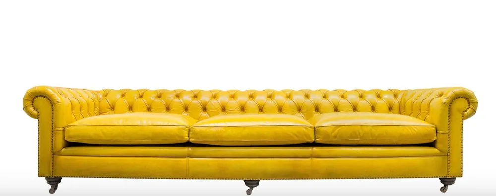 Preis Gesenkt Casa Padrino lusso chesterfield divano a 3 posti giallo 320 x 110 x H. 71 cm - Mobili in Pelle di Lusso