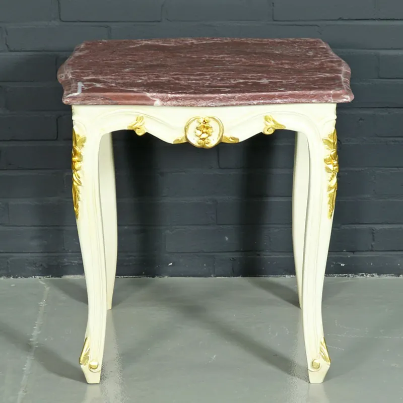 Direkt Vom Hersteller Casa Padrino Tavolino Barocco Bianco / Oro con piano in marmo 55 x 55 cm x H 55 cm