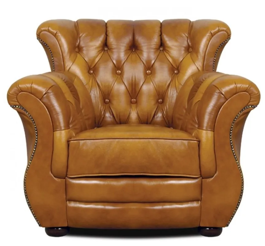 Casa Padrino poltrona di lusso in pelle marrone 95 x 85 x H. 88 cm - Mobili in Pelle Vera Kracherpreis