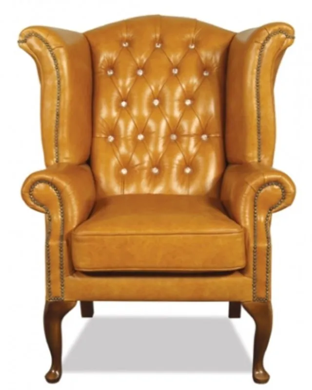 Jetzt Kaufen Casa Padrino poltrona cuoio genuino con pietre scintillanti 95 x 95 x H. 110 cm - Sedia di Orecchie di Lusso