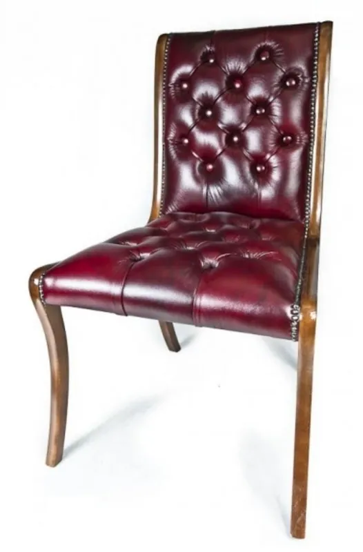 Casa Padrino sedia da pranzo in pelle vera borgogna / marrone 50 x 47 x H. 95 cm - mobili di lusso Direktkauf