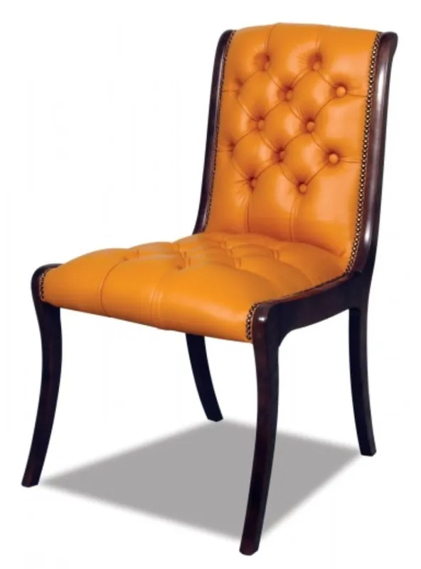 Casa Padrino sedia da pranzo in pelle vera arancio / marrone scuro 50 x 47 x H. 95 cm - mobili di lusso Knallerangebot