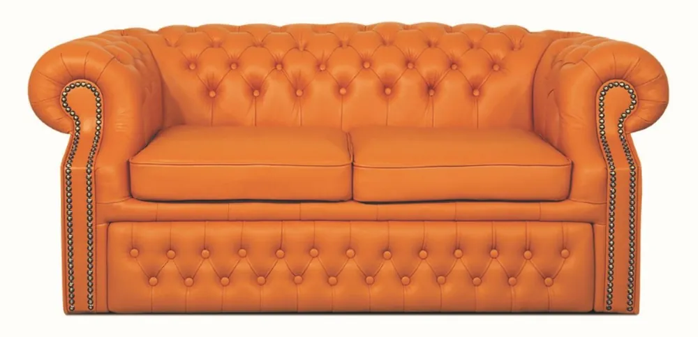 Finale Aktion Casa Padrino divano a due posti in pelle vera arancione 180 x 100 x H. 78 cm - Lusso Chesterfield Divano Letto