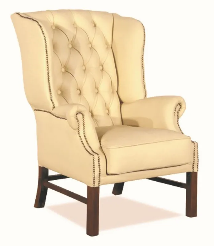 Günstig Casa Padrino Chesterfield Sedia da Letto Cuoio Genuino Crema 80 x 80 x H. 110 cm - Poltrona di Lusso