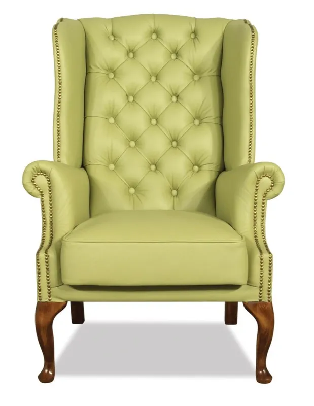 Casa Padrino Chesterfield Sedia da Letto Cuoio Genuino Verde Chiaro 80 x 80 x H. 110 cm - Poltrona di Lusso Sonderangebot