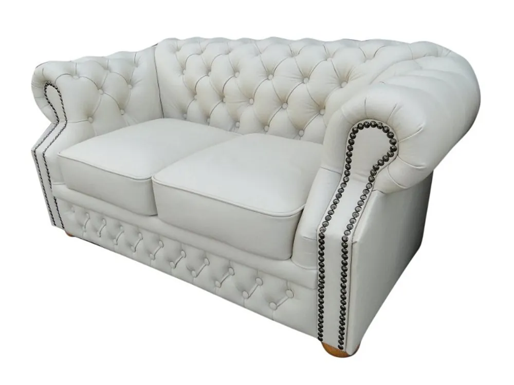 Casa Padrino divano a due posti vera pelle bianco 160 x 90 x H. 78 cm - Mobili Chesterfield Preisreduziert