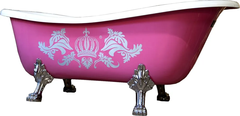 Begrenztes Angebot Pompöös da bagno di lusso Casa Padrino Deluxe staccati da Harald Glööckler rosa / argento / 1560 millimetri bianco con i piedi di leone d'argento
