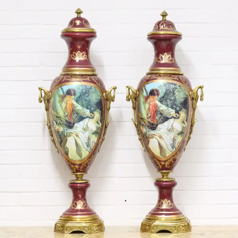 Casa Padrino vaso in porcellana di lusso rosso bordeaux / oro 30 x H. 100 cm - Decorazioni Barocche Jetzt Bestellen
