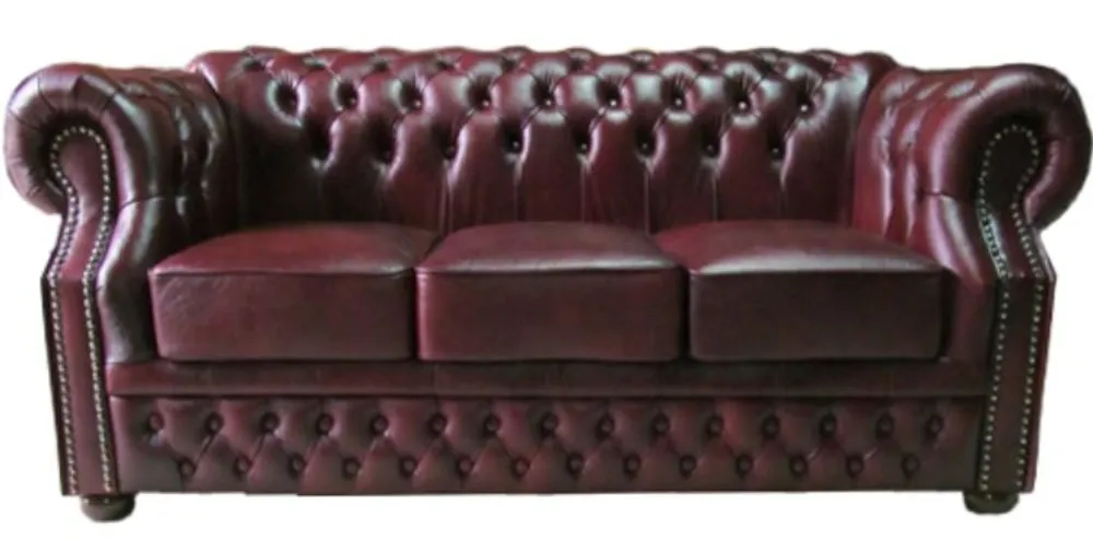Casa Padrino divano a 3 posti in vera pelle rosso scuro 210 x 90 x H. 80 cm - Divano Chesterfield Online Kaufen