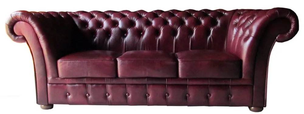 Casa Padrino divano di lusso vera pelle 3 posti rosso scuro 210 x 90 x H. 80 cm - Mobili Chesterfield Ausverkauf