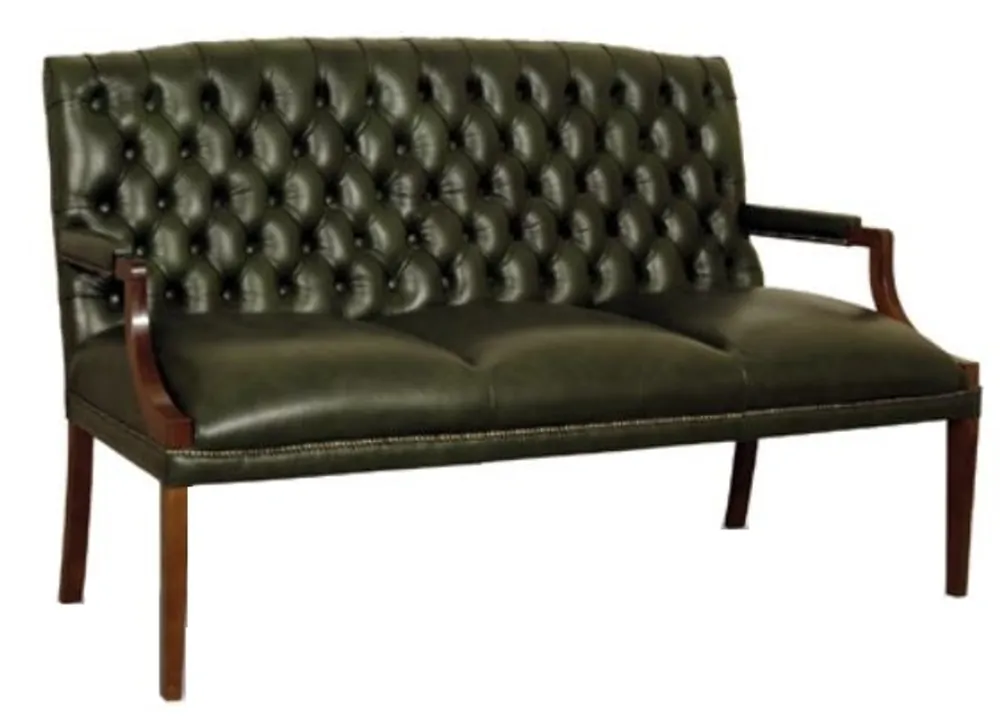 Schneller Versand Casa Padrino Chesterfield panca 3 posti con braccioli verde scuro / marrone scuro 180 x 60 x H. 100 cm - Mobili in Vera Pelle