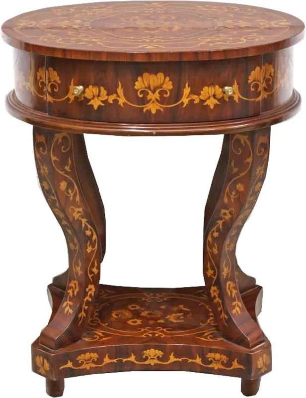 Tavolino Casa Padrino barocco con cassetti marrone intarsiato 60 x 50 x H75 cm - Tavolino stile antico Neu Im Sortiment