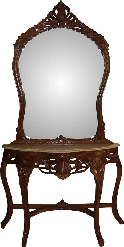Console a specchio barocco Casa Padrino marrone con piano in marmo - edizione limitata Geprüft
