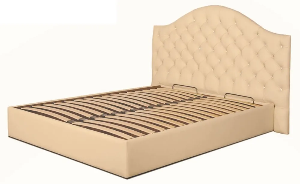 Günstig Casa Padrino Chesterfield letto vera pelle in beige con pietre di cristallo Swarovski - Collezione di Lusso