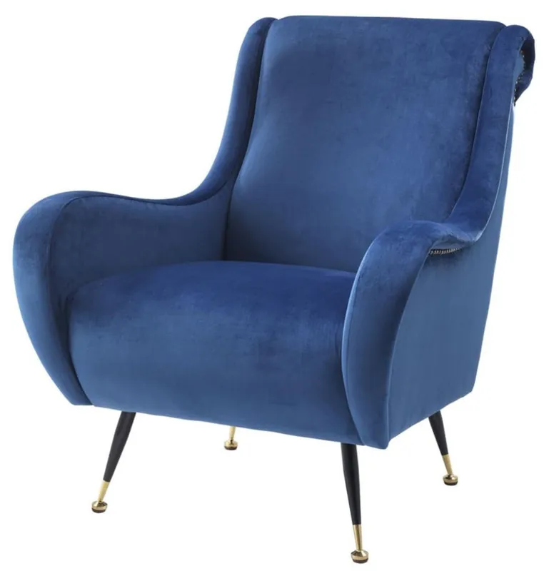 Must-Have Casa Padrino poltrona di lusso da salotto hotel blu 80 x 90 x H. 88 cm - Arredo Hotel