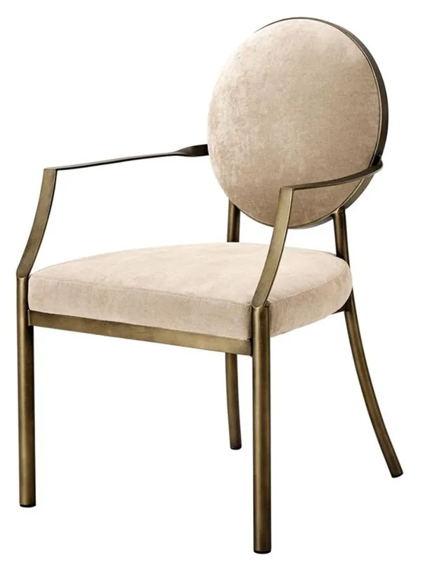 Geprüft Casa Padrino sedia da pranzo di lusso con braccioli greige / bronzo 60,5 x 60 x H. 91 cm - Edizione Limitata