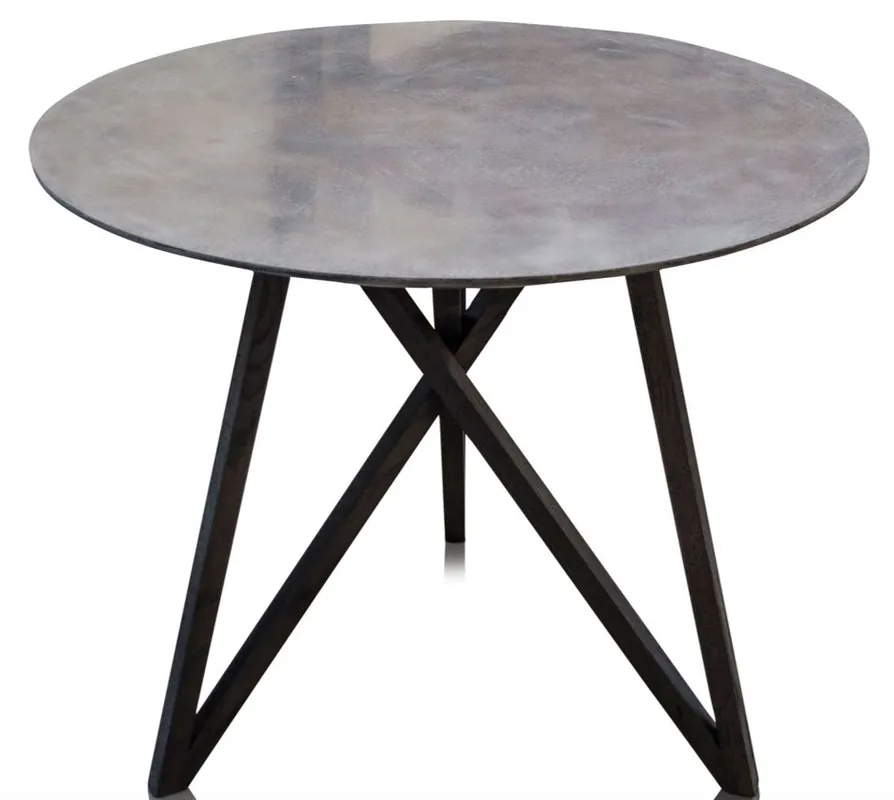 Begrenztes Angebot Casa Padrino tavolo da pranzo con piano in metallo rivestito in minerale 90 x H. 76 cm - Mobili da Sala di Design