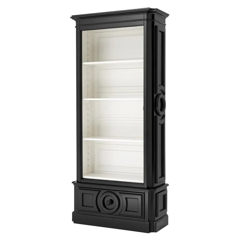 Casa Padrino Luxury Books Cabinet in legno massello nero Living Room Cabinet Baroque Art Nouveau Rococo Showcase Store Interior Top-Preis