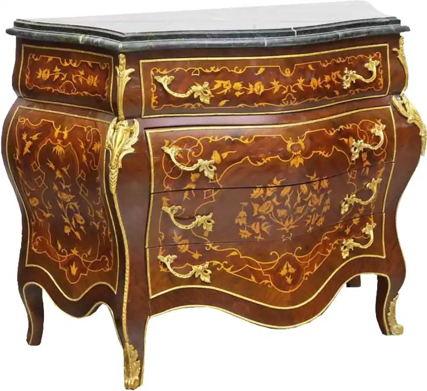 Zertifiziert Casa Padrino baroque chest with 4 drawers and marble top in brown / gold / black 110 x 50 x H. 90 cm - Antique Style Furniture