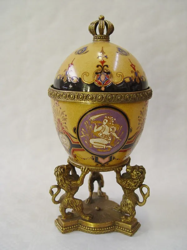 Online Kaufen Casa Padrino Uovo in porcellana barocca con leone in ottone - Royal - Ornato decorazione residenziale
