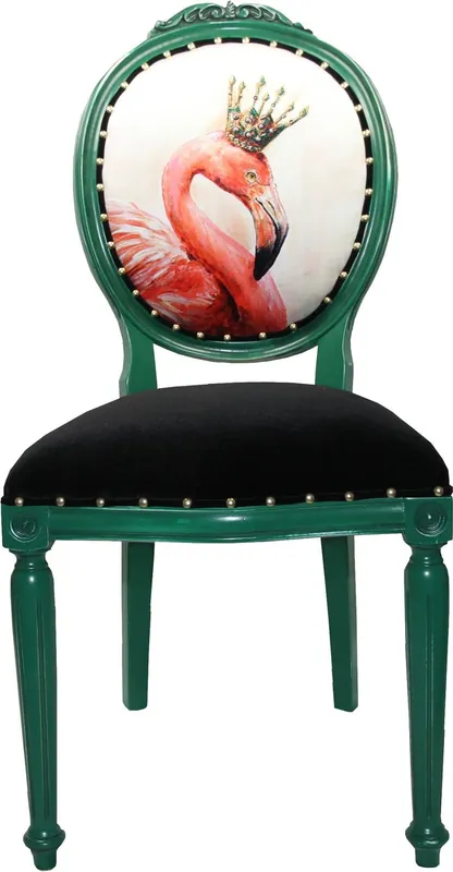 Saisonangebot Sedia da pranzo di lusso barocca Casa Padrino senza braccioli Swan con corona con strass Bling Bling - Sedia di design - Edizione limitata