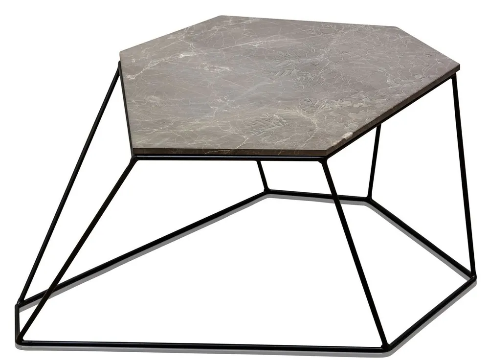 Preisreduziert Casa Padrino tavolino di design grigio con motivo / nero 75 x 58 x H. 35 cm - Tavolino di Lusso con Piano in Marmo