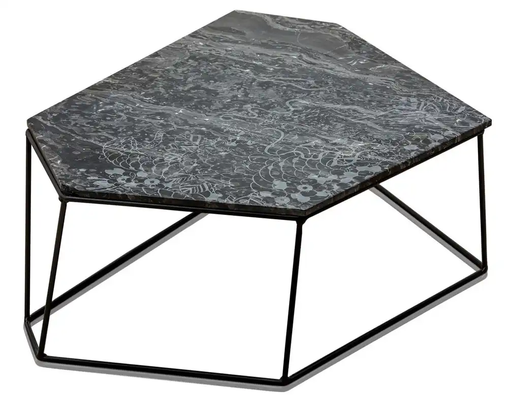 Casa Padrino tavolino di design nero con motivo / nero 89 x 54 x H. 30 cm - Tavolino di Lusso con Piano in Marmo Letzte Chance