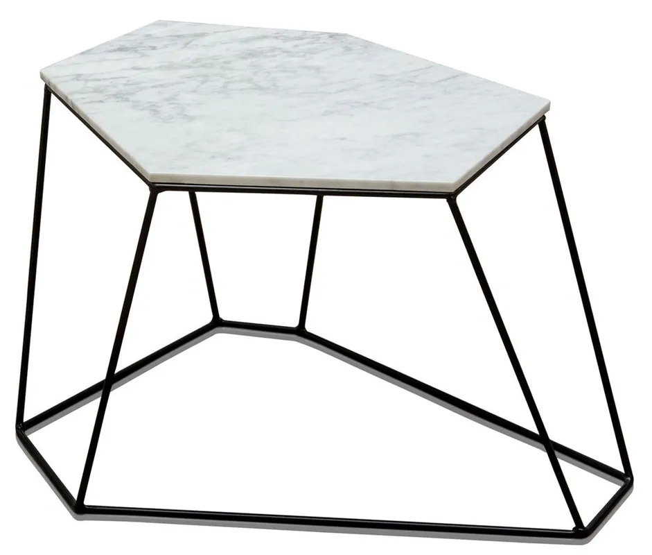 Casa Padrino tavolino di design bianco con motivo / nero 64 x 48 x H. 40 cm - Tavolino di Lusso con Piano in Marmo Knallerangebot