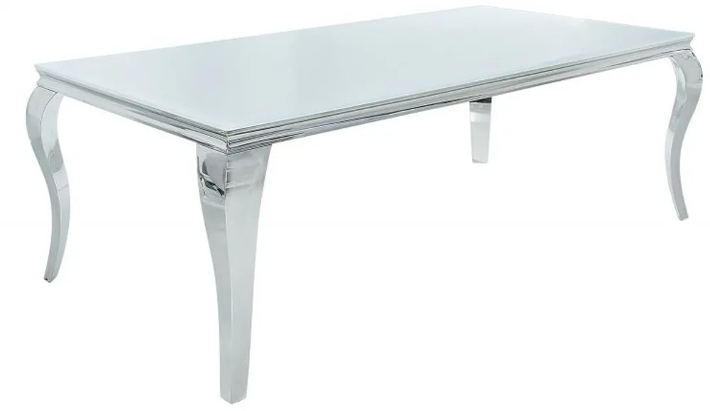 Tavolo da pranzo di design Casa Padrino 180 cm Blanco / Argento - Barocco moderno Sonderaktion