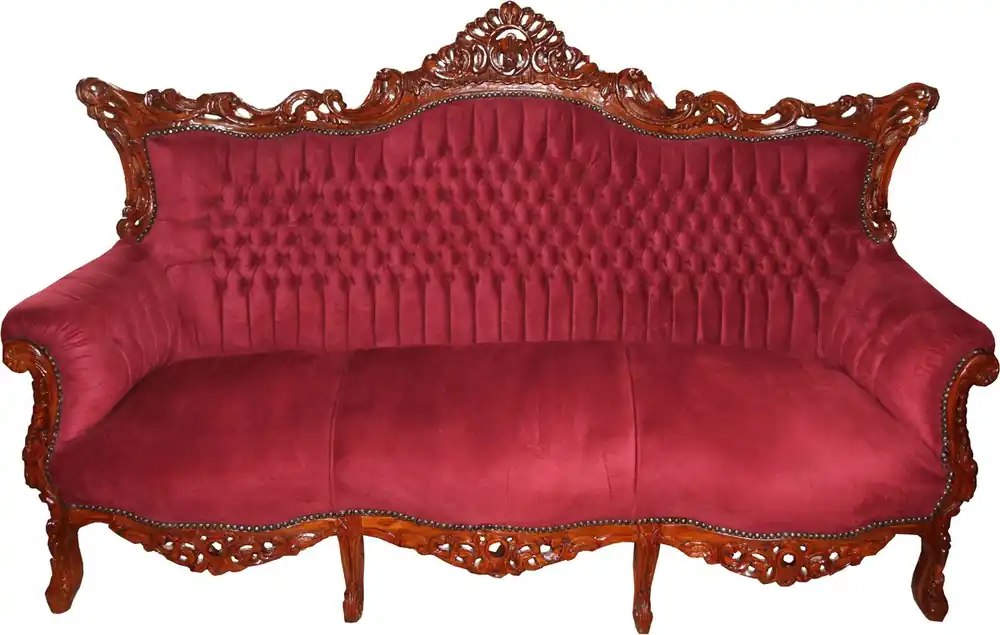Schneller Versand Casa Padrino Baroque divano 3 posti Master in Bordeaux / Marrone - Mobili soggiorno Couch Lounge - Edizione limitata