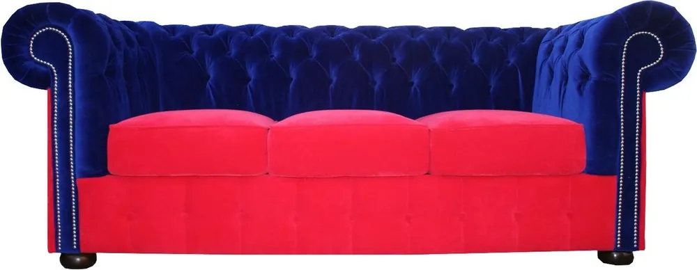 Preiswert Divano a tre posti Casa Padrino Chesterfield in blu-rosso 200 x 90 x H. 78 cm - qualità di lusso
