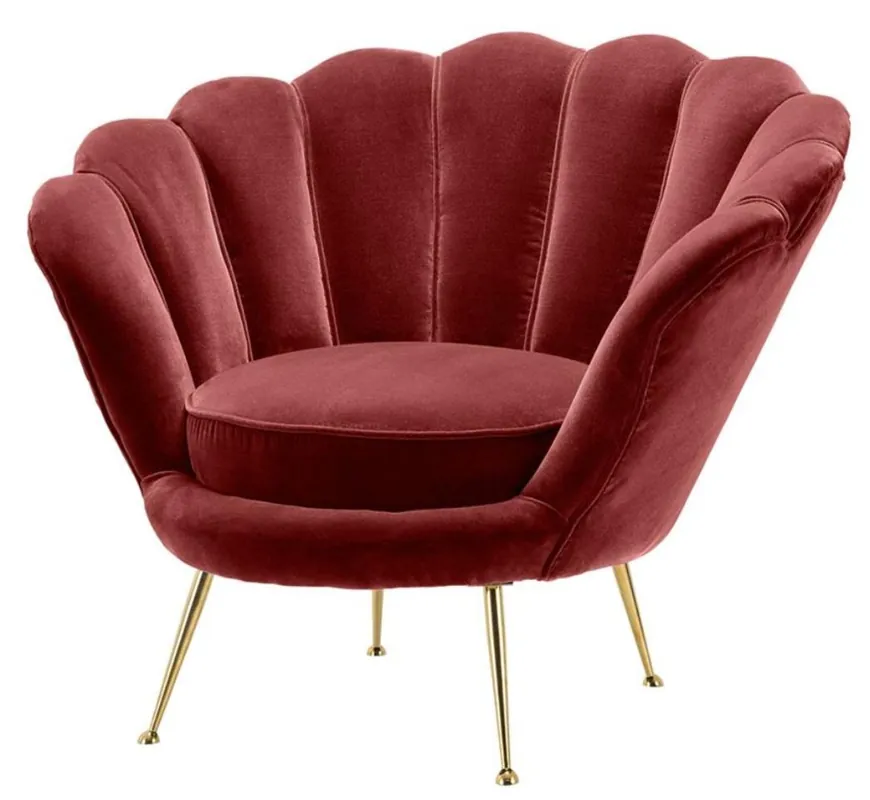 Nur Für Kurze Zeit Casa Padrino poltrona di lusso vino rosso / ottone 96,5 x 79 x H. 78 cm - Arredamento di Design