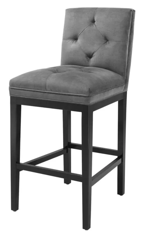 Casa Padrino sedia da bar di lusso grigio scuro / nero 51 x 63 x H. 110 cm - Mobili da Club Hotel Ristorante Markenware