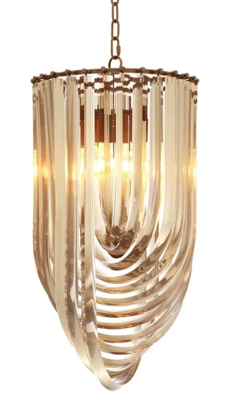 Top-Seller Casa Padrino lampadario di lusso champagne / ottone antico Ø 35 x H. 65 cm - Collezione di Lusso