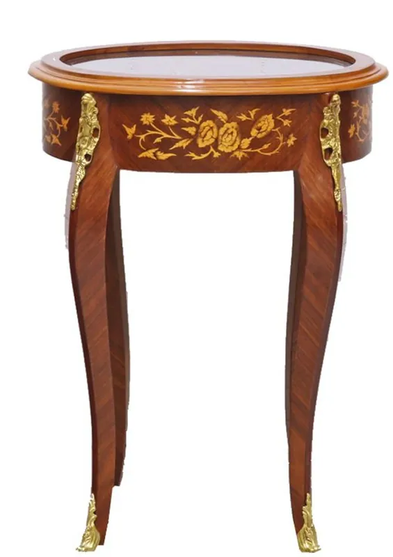 Tavolino barocco Casa Padrino in mogano intarsiato / oro H75 x 55 cm - Tavolo in stile Luigi XVI - Mobili Expressversand