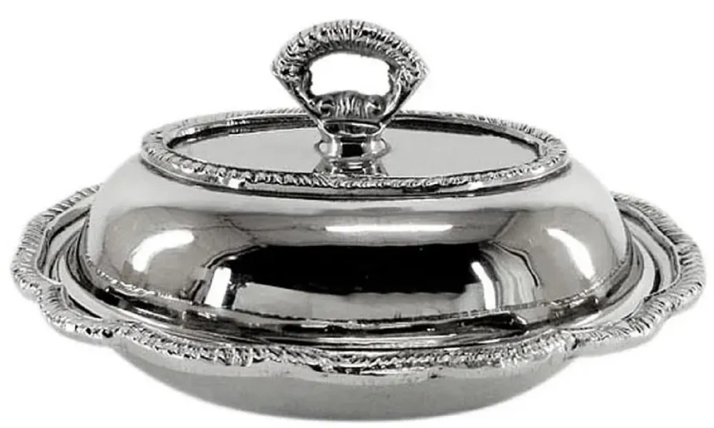 Casa Padrino Ciotola Art Nouveau con Coperchio Argento 21 x 17 x A. 10 cm - Vassoio da Portata con Coperchio - Accessori Ristorante - Accessori Gastronomia - Accessori Sala Barocco & Art Nouveau Ausverkauf