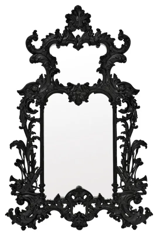 Casa Padrino specchio da parete per soggiorno in stile barocco di lusso nero 124 x H. 190 cm - Edizione Limitata Finale Aktion