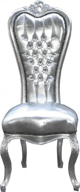 Casa Padrino barocco sedia trono Queen Anne silver / silver - poltrona alta Top-Seller